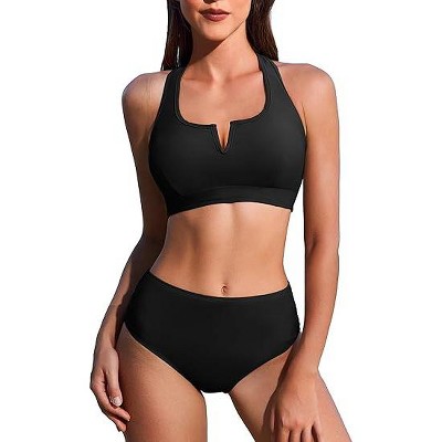 AI'MAGE Womens Bikini Set 2025 High Waisted Two Piece Swimsuit Sporty Cutout Bathing Suit