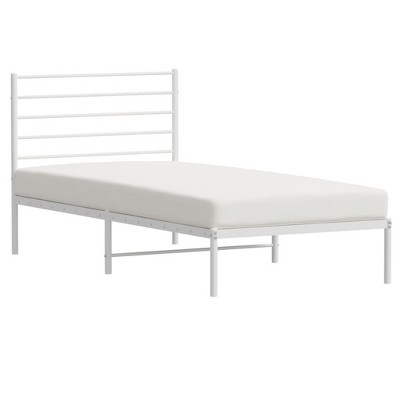 vidaXL Single Bed Frame with Headboard - Powder-Coated Steel Construction, Supreme Back Support