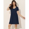 cheibear Women's U Neck Short Sleeve Lounge Dress Pajama Nightgown - 2 of 4
