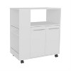 LunaLulinlk Kitchen Cart with Microwave Shelf. Open Storage, Two-Door Cabinet. White - 2 of 4
