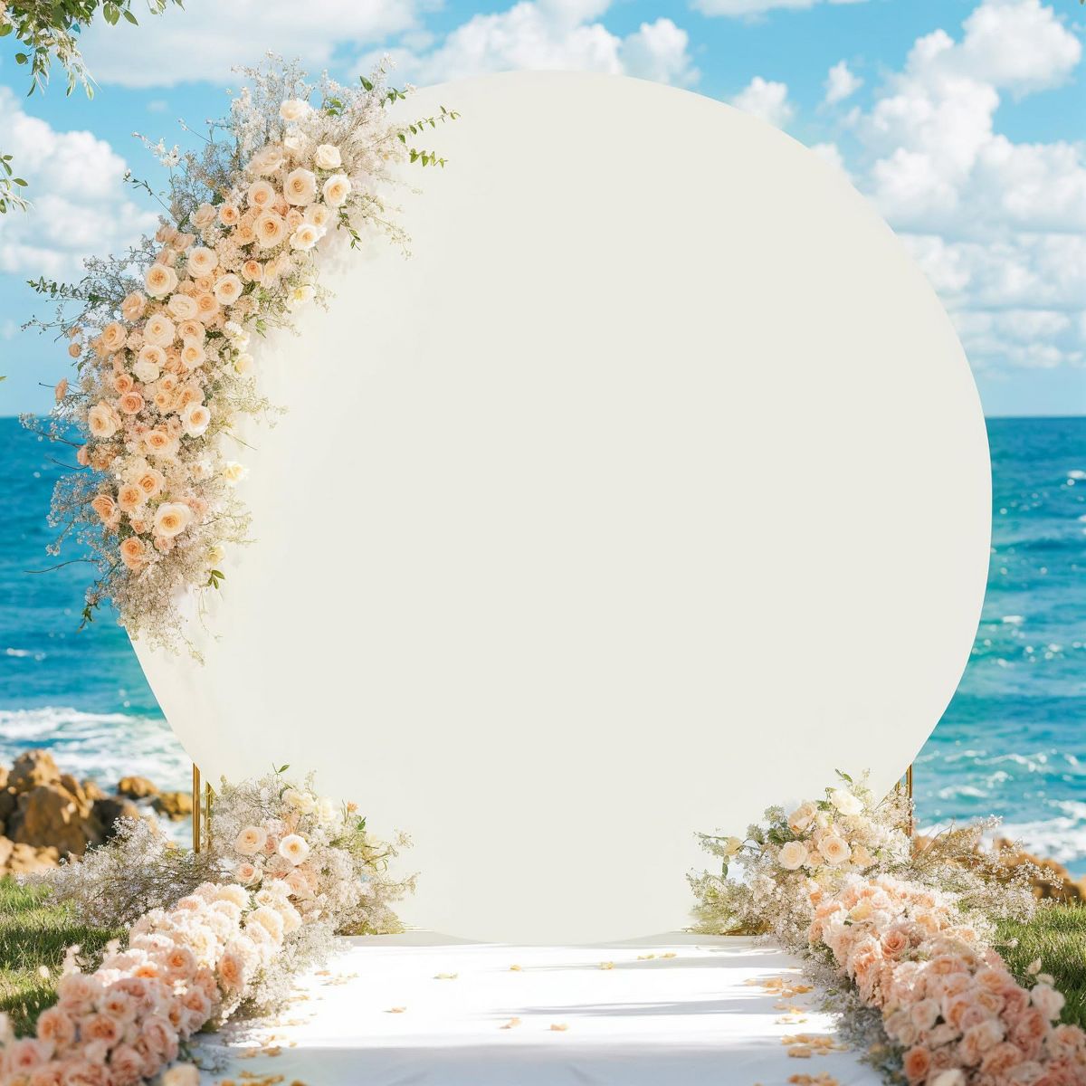 Round Arch Backdrop Cover, 6 ft/6.5 ft/7.2 ft Circle Arch Stand, Smooth Touch, Multipurpose Wedding Arched Background Set for Birthday Party - thumbnail 2