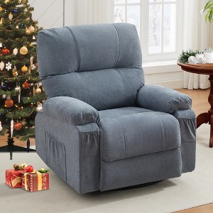 GDFStudio Gresham Modern Metal and Linen Tufted Upholstered Rotating Recliner Chair - 1 of 4