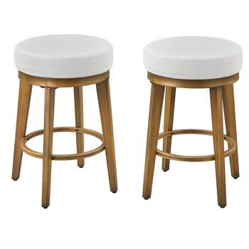 2Pc Linden Swivel Counter Height Barstools White/Gold - Angelo:Home
