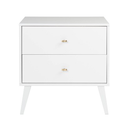 Mid Century Modern 2 Drawer Wide Nightstand  - Prepac