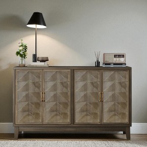 55" Vintage Sideboard Buffet Cabinet with 4 Doors and Adjustable Shelves, Retro Farmhouse Accent Storage Console for Dining Room Living Room - 1 of 4