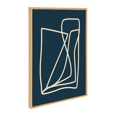 Abstract Blue and Natural Canvas Art Print with Frame, 23x33