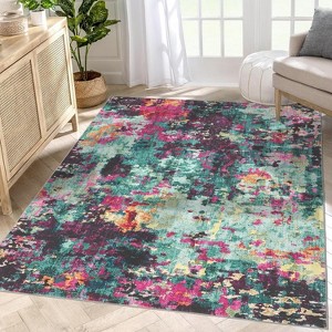 Washable Modern Abstract Area Rug Non Slip Backing Stain Resistant & Low Pile Carpet for Bedroom Living Room Dining Room Bedroom - 1 of 4