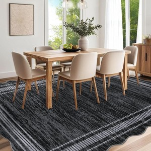 Rug for Bedroom Scalloped Rugs for Living Room Non Slip Stain Resistant Dining Room Area Rug Washable Office Area Rug - 1 of 4