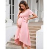 Clearlove Women's Classic V Neck Pleated Short Sleeves Midi Wedding Guest Dress - 3 of 4