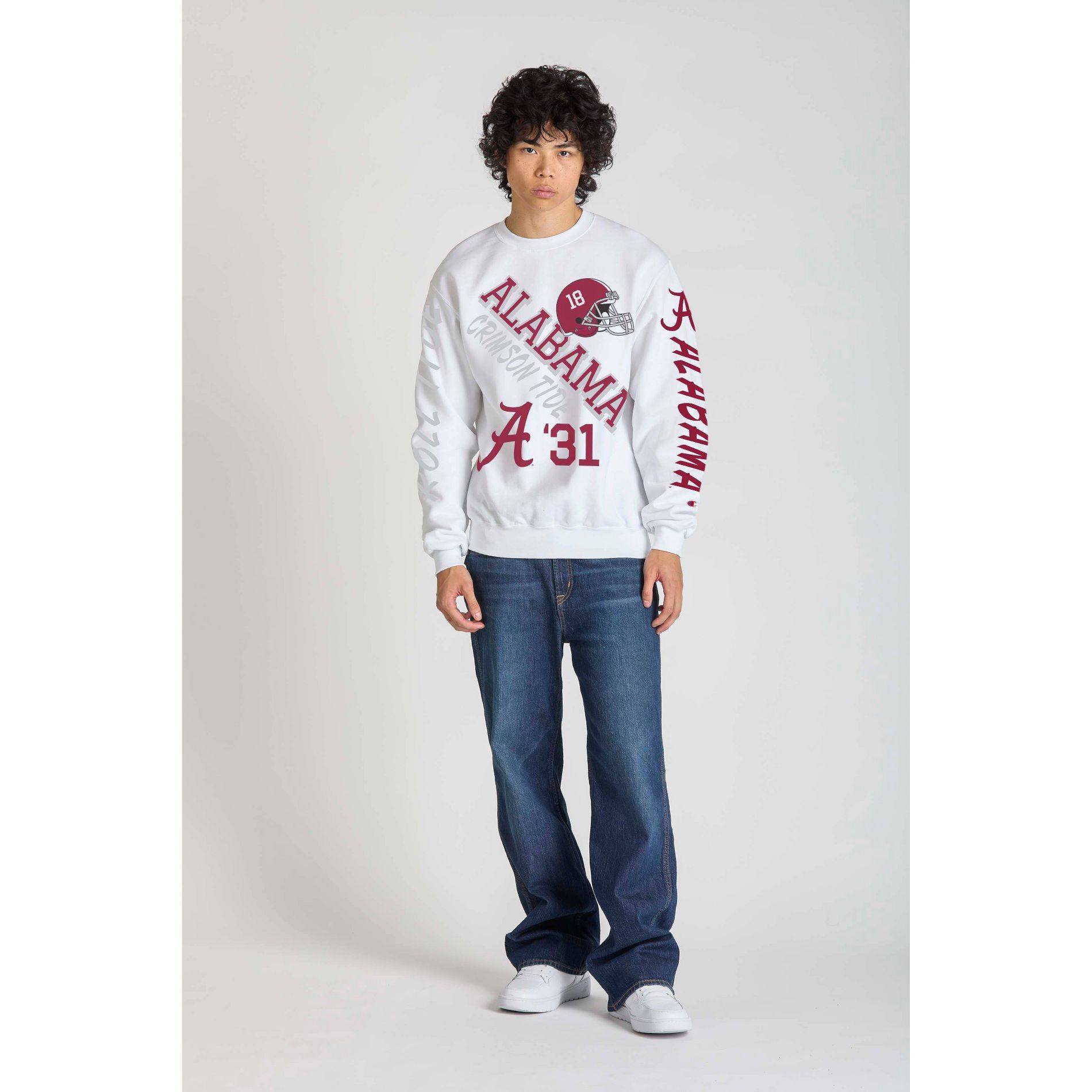 NCAA Alabama Crimson Men's Champion White Crew Neck Sweatshirt - M