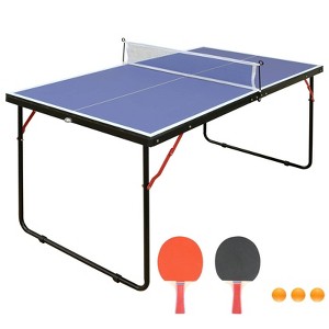 Belatt 4.5ft Foldable Table Tennis Table - 0.5" Thickness MDF Surface with Net and Paddles, Portable Indoor/Outdoor Table Tennis Set - 1 of 4