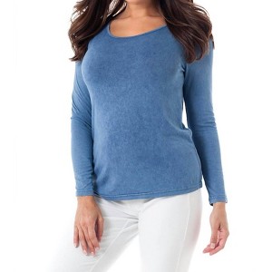 Women's Stone Wash Long Sleeve Tee - ANGEL - 1 of 2