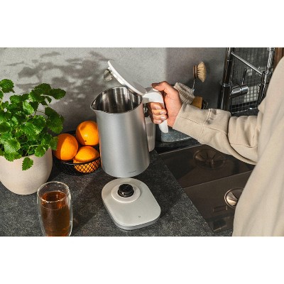 Silver 1-Liter Stainless Steel Electric Kettle with Cool Touch