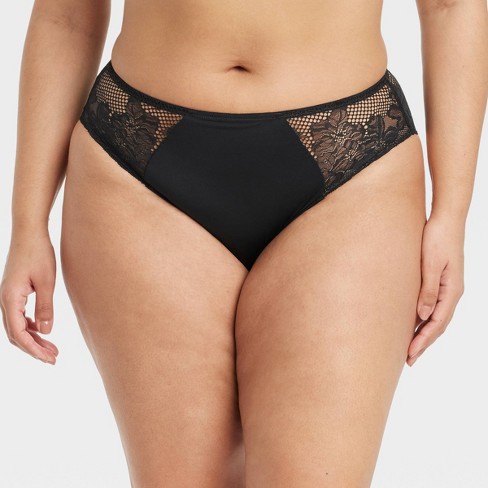 Women's Lace Trim Cheeky Underwear - Auden™ Black 4X