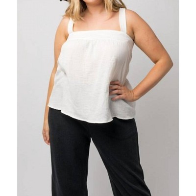 Women's Plus Sleeveless Back Smocking Band Top - GILLI
