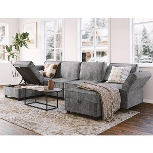 Chenille Reversible Sectional Sofa, 9-Seater Modular Sectional Sofa, U-Shape Modular Couch Storage Seats Ottomans with Chaise - 1 of 4