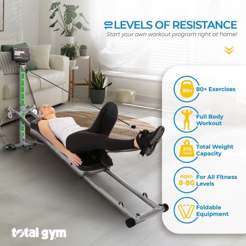 Total Gym APEX G1, G3, G5 Versatile Indoor Home Workout Total Body Strength Training Fitness Equipment with 6, 8, or 10 Levels of Resistance and Attachments, 2 of 9