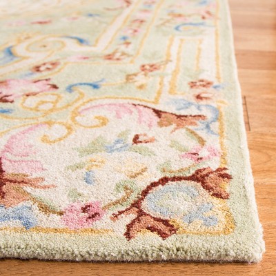 Handmade Sage and Blue Wool Tufted Round Rug