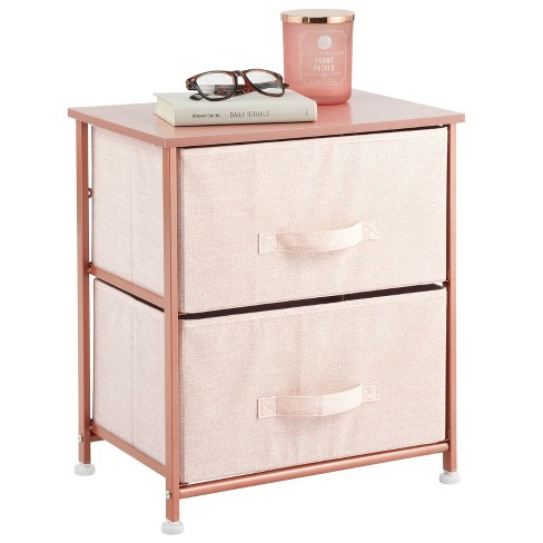 Mdesign Night Stand End Table Storage Tower With 2 Drawers Light Pink rose Gold Target