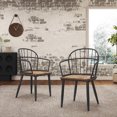 Indoor Dining Chair With Metal Legs (Set of 2),Light Birch