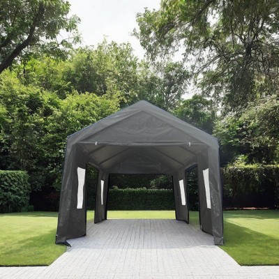 12x20 FT Heavy Duty Outdoor Car Canopy,Storage Tents With Mesh Windows And Rolling Doors,Patio Large Space Portable Garage-Coolbibila