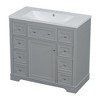 36'' Bathroom Vanity, Single Sink Bathroom Vanity Cabinet With Door Cabinet, 6 Drawers, Top Sink Modern Freestanding Bathroom Storage Cabinet, Grey - 4 of 4