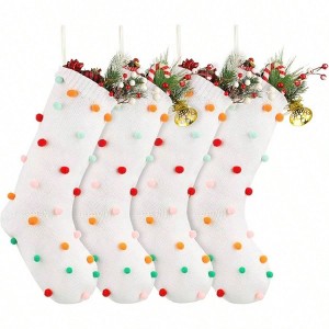 4 Pack Bobo Stocking 19 Inches Colorful Knit Holiday Decor Family Party Gifts Large Stocking - 1 of 4
