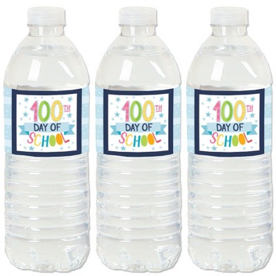 Big Dot of Happiness Happy 100th Day of School - 100 Days Party Water Bottle Sticker Labels - Set of 20