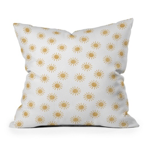 16"x16" Jessica Prout Sun Square Throw Pillow White - Deny Designs: Indoor Decorative Cushion, Hidden Zipper, Machine Washable - image 1 of 4