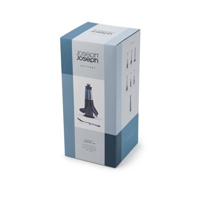 Sky Blue Nylon and Silicone 6-Piece Utensil Set with Rotating Stand