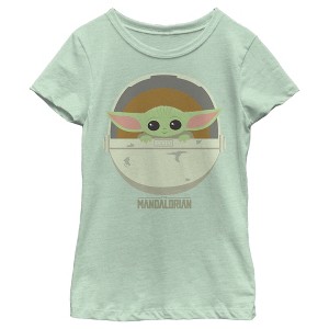 Girl's Star Wars The Mandalorian The Child Cartoon Art Bassinet T-Shirt - 1 of 4