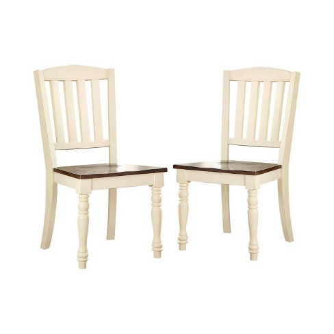 Set Of 2 Lancetoncottage Style Wooden Chair Vintage White Dark Oak