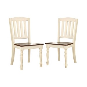 Set of 2 Lanceton Cottage Style Wooden Chair Vintage White/Dark Oak - Sun & Pine, White Brown