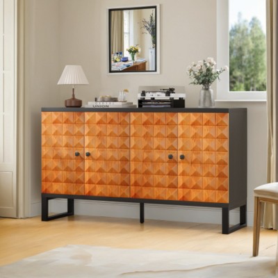 Modern Wooden Accent Buffet Cabinet with Adjustable Shelfs, Versatile Storage Sideboard for Living Room, Dining Room or Hallway–The Pop Home
