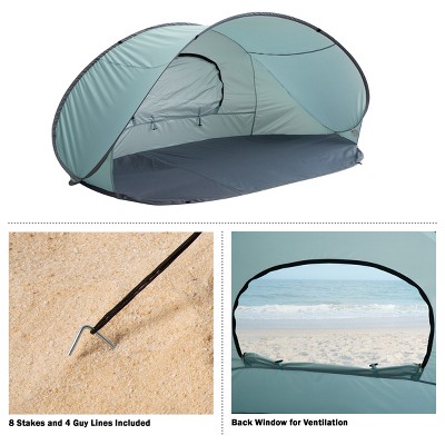 Blue Pop-Up Beach Tent with UV Protection and Carry Bag