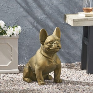 Gulches DOG GARDEN SCULPTURE, Outdoor French Bulldog Garden Statue, Rustic Gold, No Assembly Required - 1 of 4