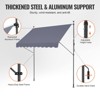 VEVOR 98 x 47" Patio Awning Retractable, Awning Sunshade Shelter with Manual Crank Handle, Adjustable Height from 86 to 122 in, Dark Gray - 4 of 4