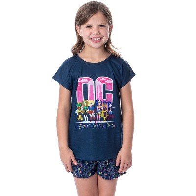 DC Comics Girls' Super Hero Girls Character Sleep Pajama Set Short Blue
