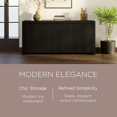 Iris Refined Black Solid Wood Sideboard with Double Doors