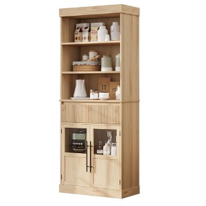 70" Tall Kitchen Pantry Cabinet - with Drawer & Glass Doors, Floor Cabinet for Office, Living Room, Dining Room, Entryway, Bathroom - 1 of 4