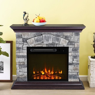 40" Freestanding Electric Fireplace Gray - Home Essentials