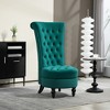 HOMCOM Retro High Back Armless Royal Accent Chair, Fabric Upholstered Tufted Seat for Living Room, Dining Room and Bedroom, Green - 2 of 4