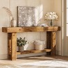 Tribesigns 63-Inch Solid Wood Long Console Table, 2-Tier Storage Farmhouse Sofa Table, for Living Room, Hallway, Entrance, Foyer, Rustic Brown - 3 of 4