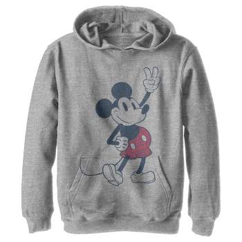 Boy's Mickey & Friends Plaid Mickey Mouse Retro Pull Over Hoodie
