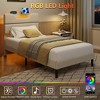 Twin Size Bed Frame with LED Lights Headboard with Charging Station Upholstered Platform Bedframe Metal Support No Box Spring Needed 2-Tier Storage - 2 of 4