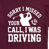 Men's - Instant Message - Sorry Missed Call Driving Golf Short Sleeve Graphic T-Shirt - 2 of 4