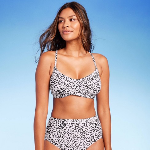 Women's Leopard Print Twist-front Bikini Top - Kona Sol™ Cream : Target
