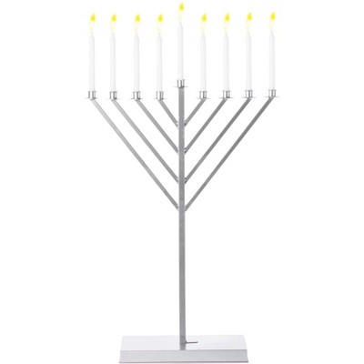 Vintiquewise Large Metal Silver Coated Menorah For Synagogue