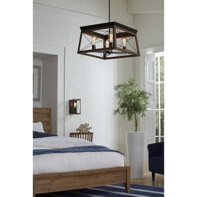 Rustic Bronze and Wood Farmhouse Wall Sconce