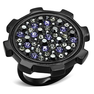Slickblue Fashion Ring for Women – IP Black Stainless Steel with Multi-Color Synthetic Crystal Pave Design, size 5-10 - 1 of 4